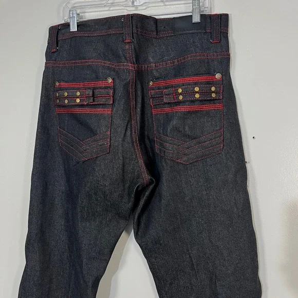 Y2K Rich Kid Jeans Dark Wash Straight Leg Baggy Jeans Men's Size 36X32